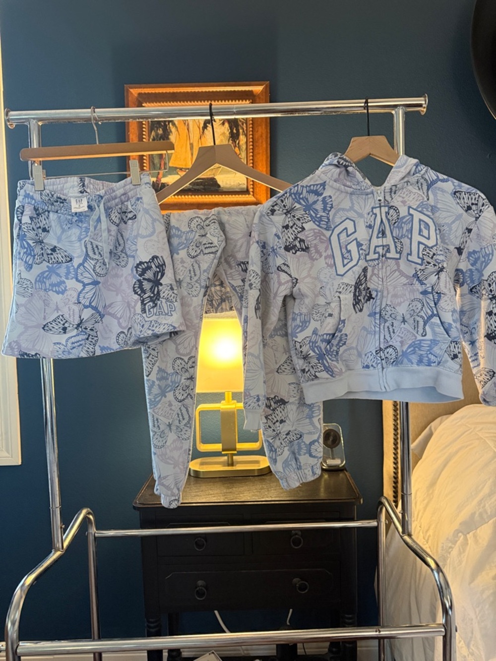 GAP Light Blue & White Butterfly Zip Hoodie with Matching Bottoms
